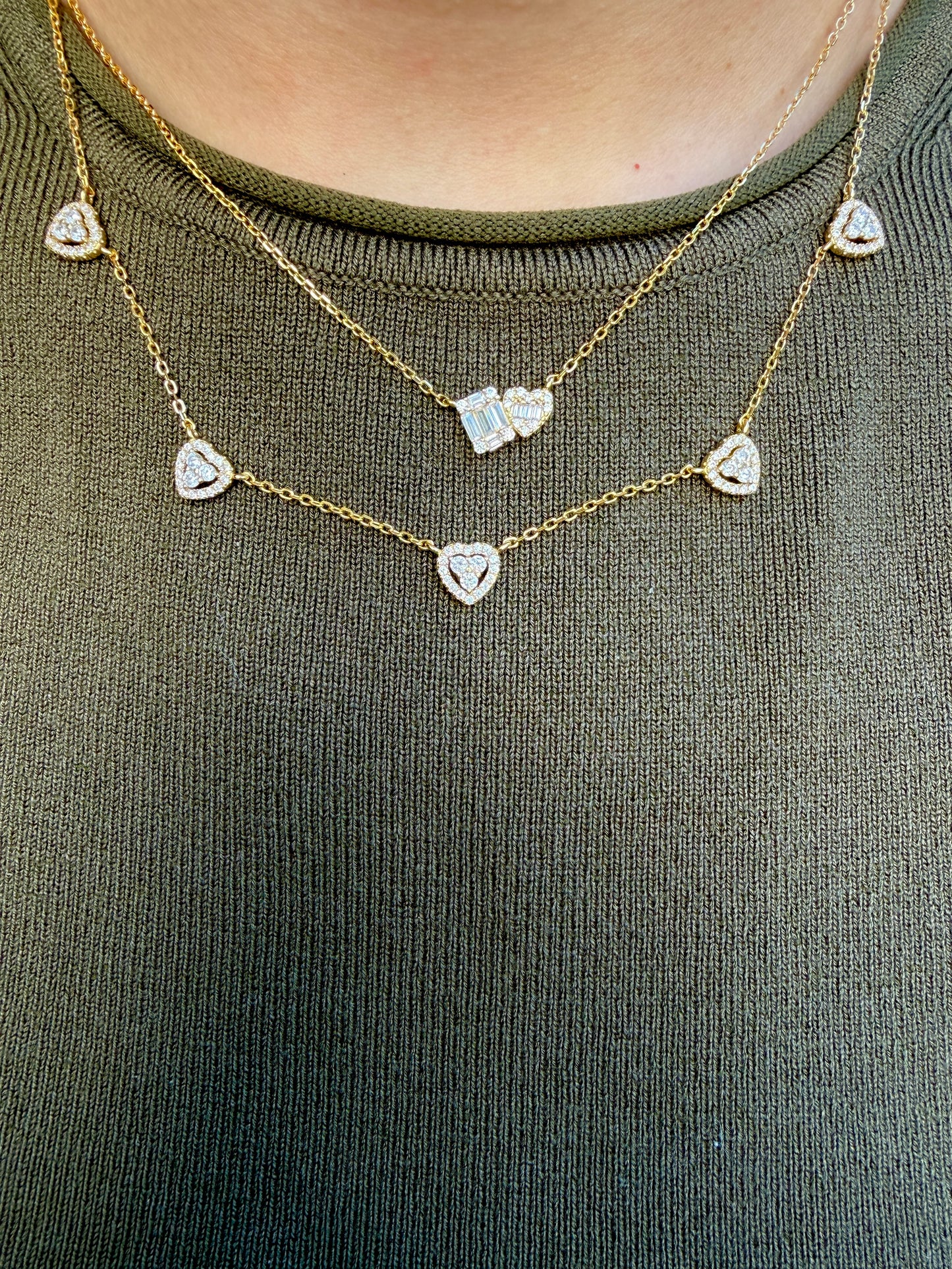 Golden Hearts Charm Necklace