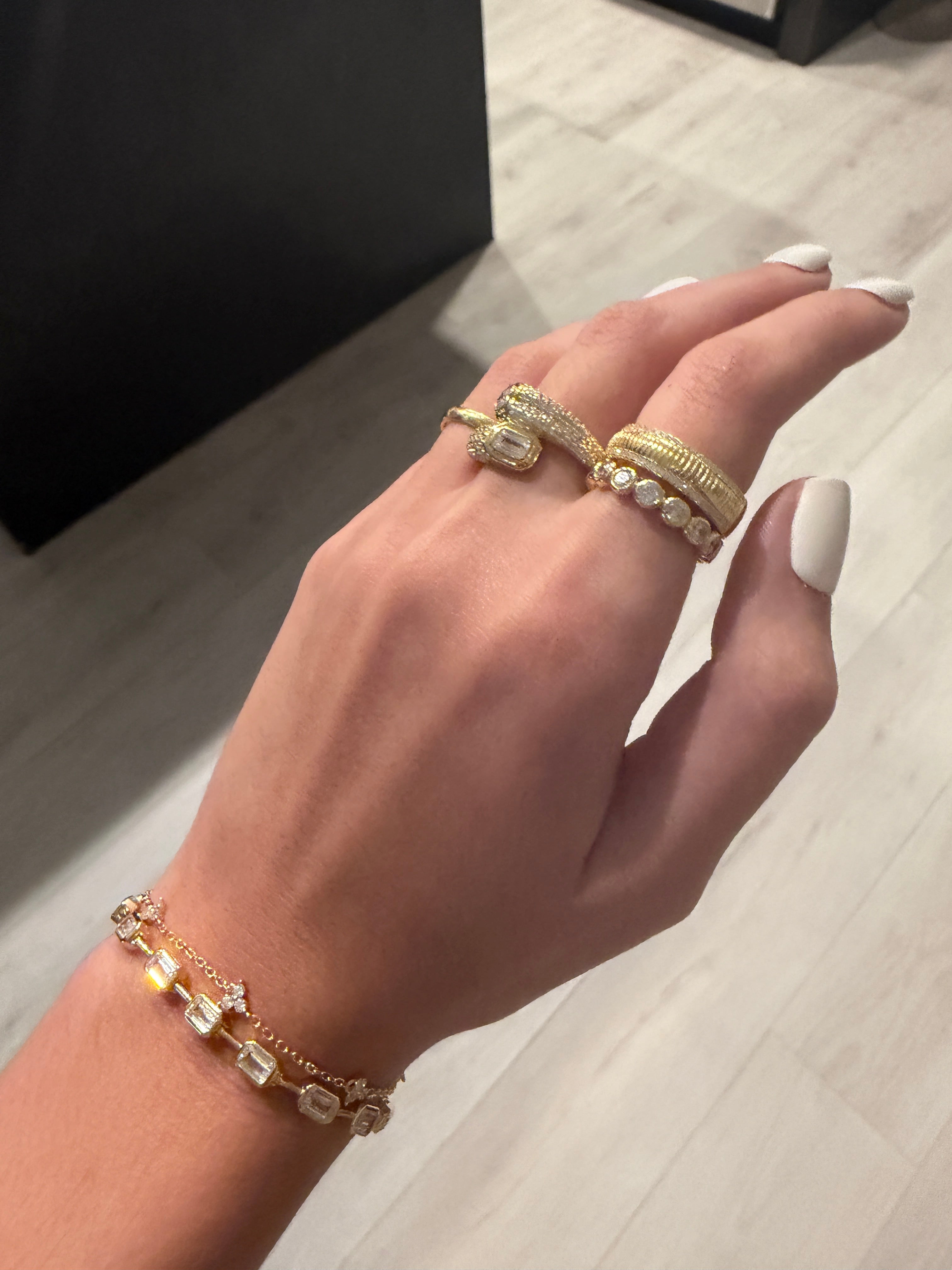 The Ribbed Pavé Statement Band Ring