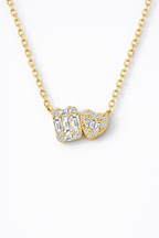 Double Love Baguette Heart Necklace