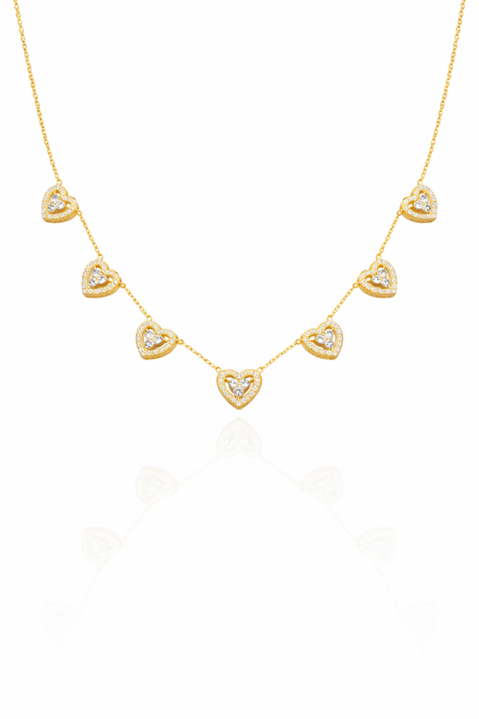 Golden Hearts Charm Necklace