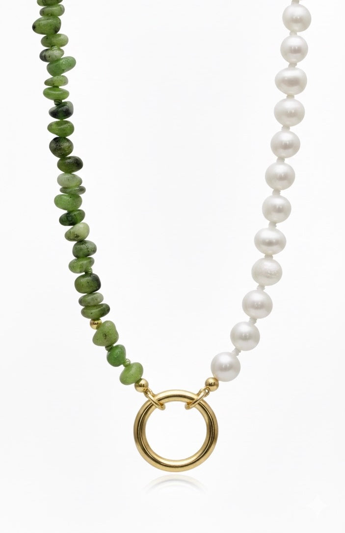Emerald and Pearl Duet Necklace