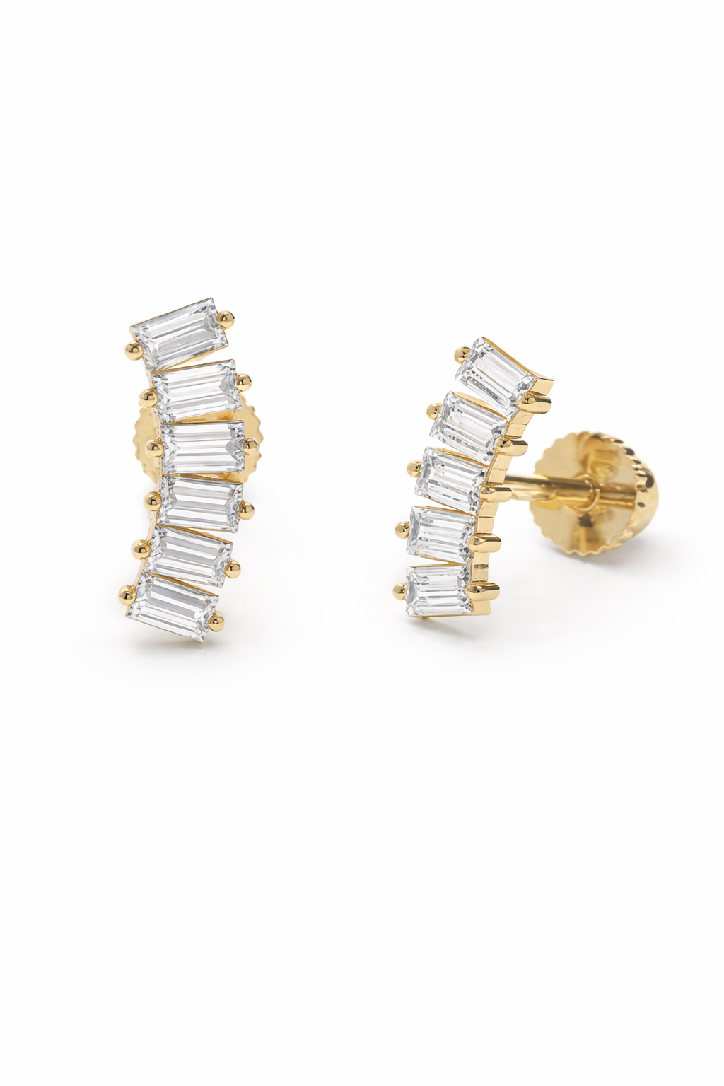 Baguette Lab Diamond Ear Climbers
