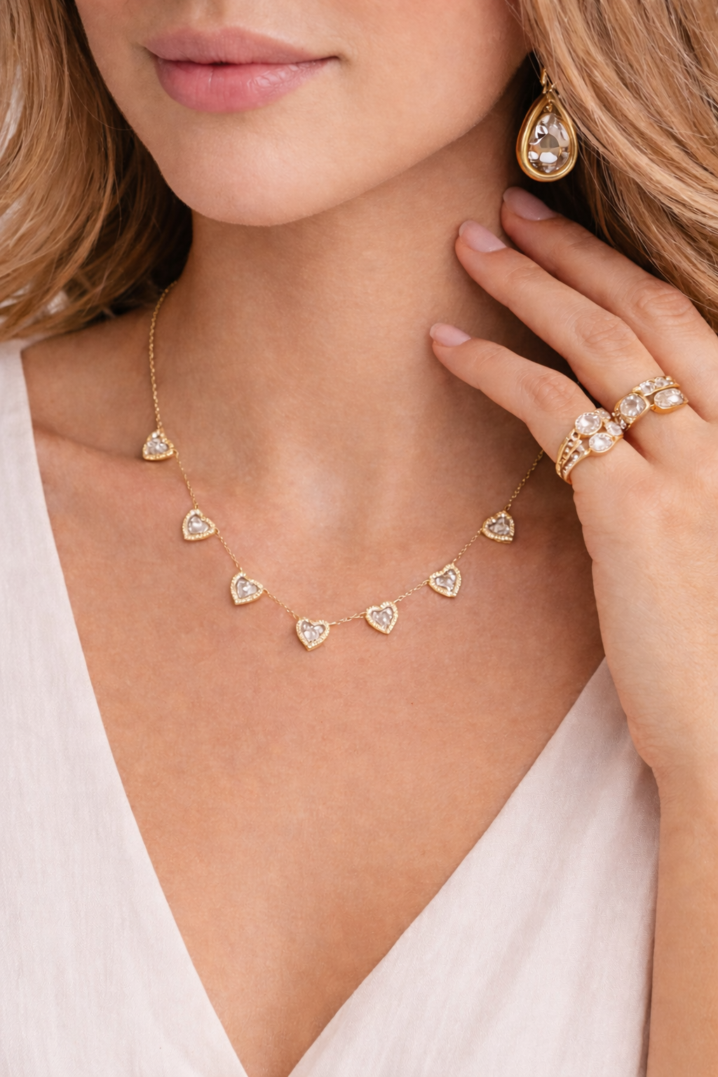 Golden Hearts Charm Necklace