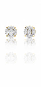 Sparkling Marquise & Square Stud Earrings