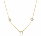 Statement Trio Charm Necklace Hamsa, Chai, Star of David