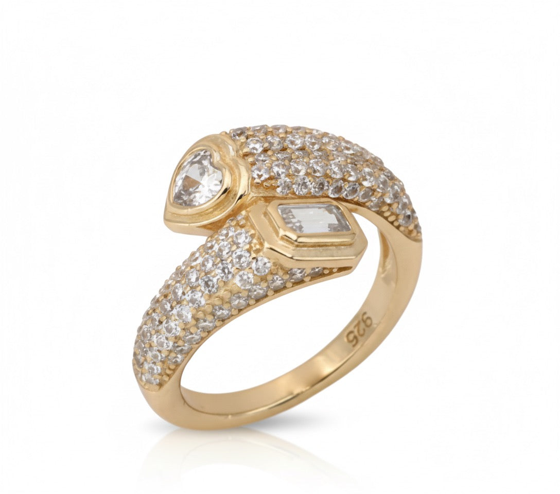 The Serpentine Heart & Emerald-Cut Wrap Ring