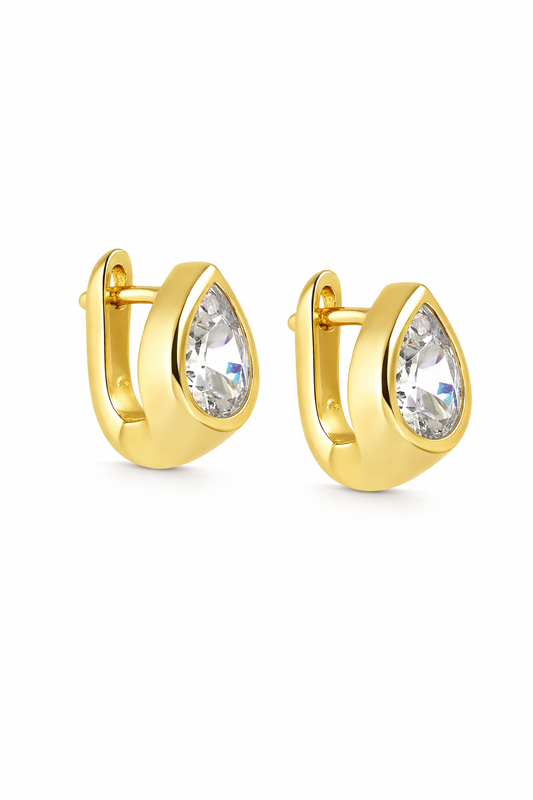 Luna Pear Huggie Hoop Earrings