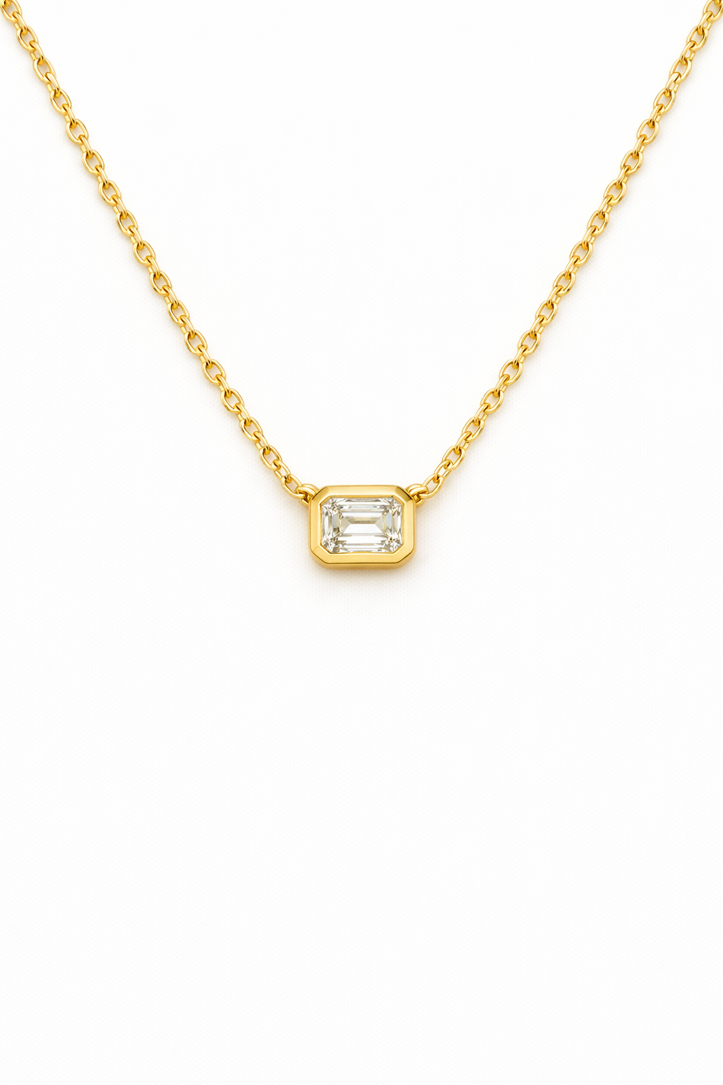 Emerald Bezel Diamond Necklace