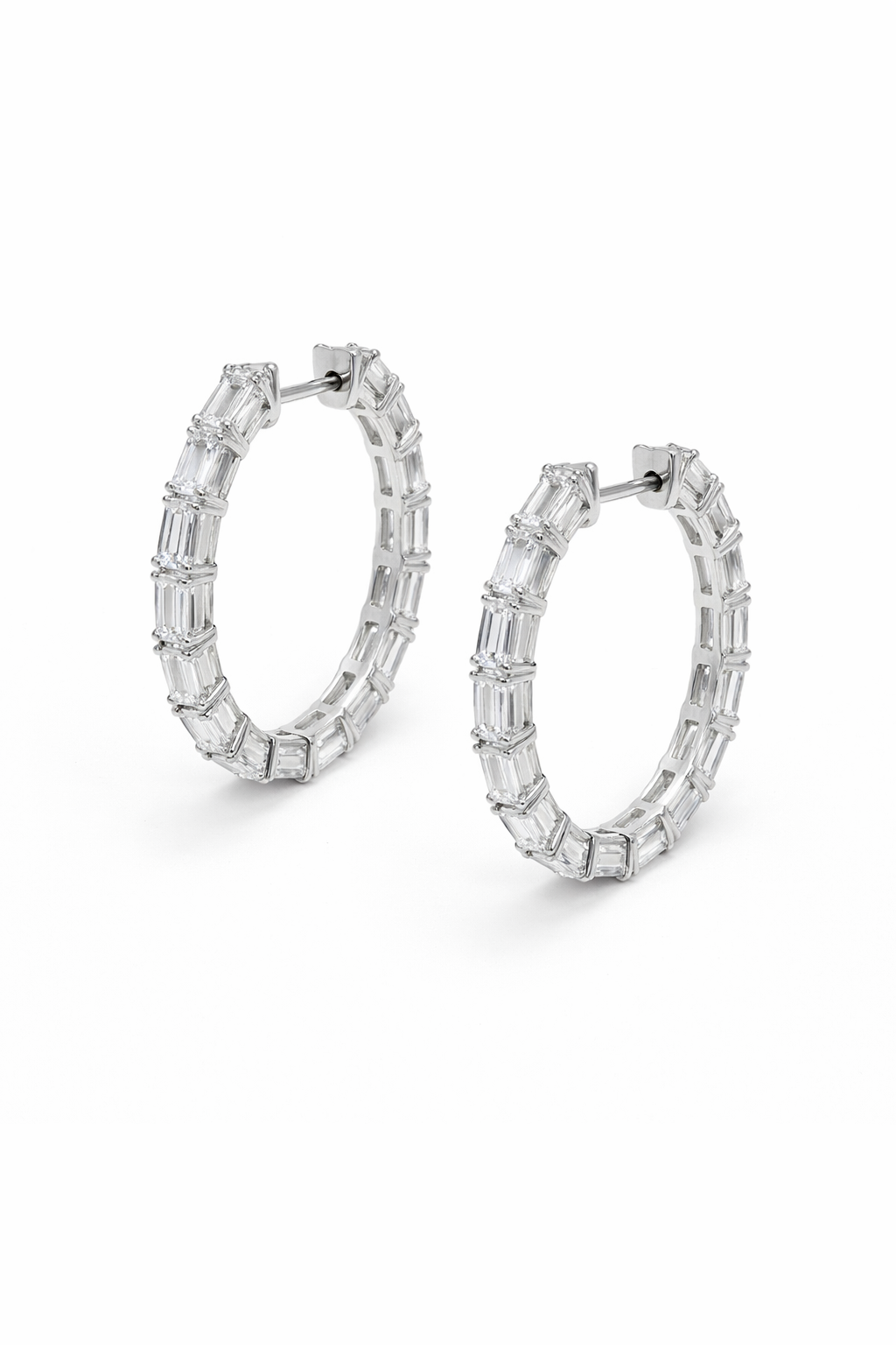 Baguette Diamond Hoop Earrings