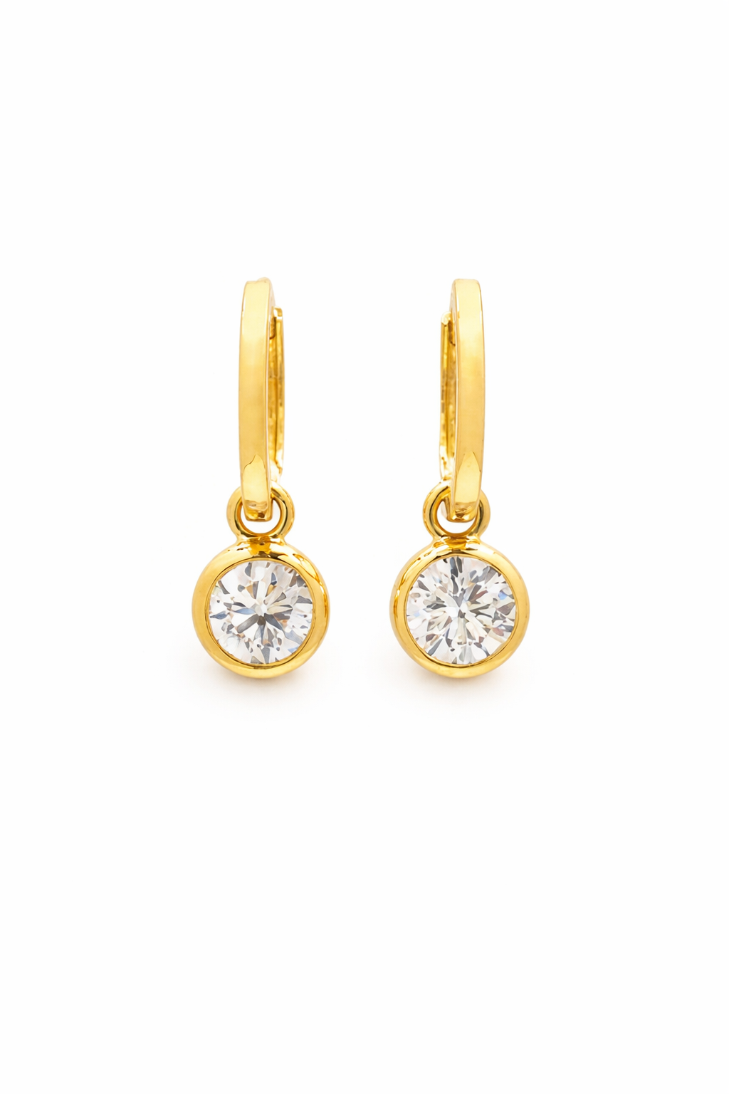 Bezel Diamond Huggie Earrings