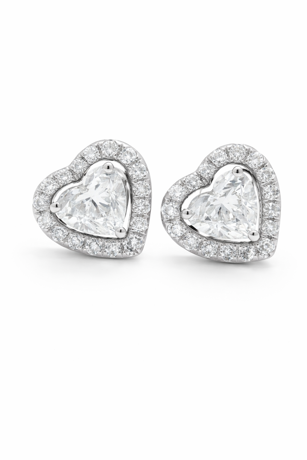 Heart Halo Diamond Earrings