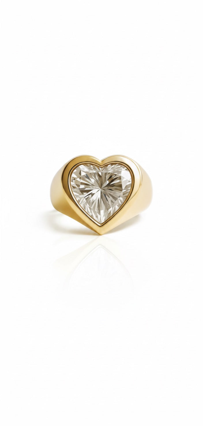 Radiant Heart Diamond Bezel Band Ring